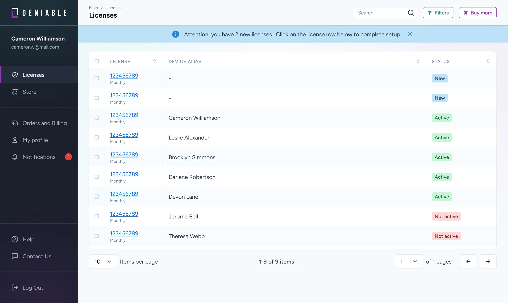 Deniable Web Dashboard — fleet license management for teams